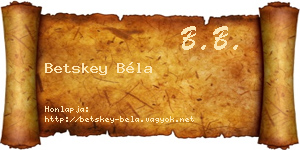 Betskey Béla névjegykártya